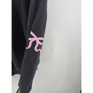 Edikted Hoodie Women XS Bow Graphic Black Oversized Fleece EUC thumbnail 2