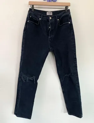 28 Riley High Rise Straight Crop Jeans Unseen Dark Wash Indigo Blue thumbnail 1