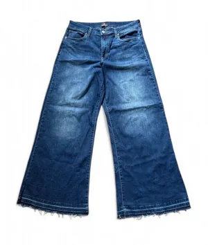 Prosperity Denim Wide Leg Dark Blue Women's Jeans Size 31” Raw Hem Stretchy thumbnail 1
