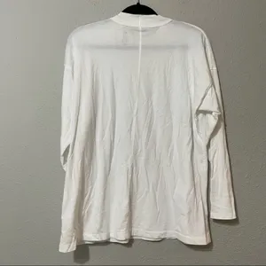 Free People White Mock Neck Long Sleeve Tee Shirt XS Oversized Casual Coastal thumbnail 5