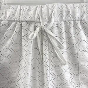 White Eyelet Lace 2 Piece Button Down Shirt & Shorts 1XL Swim Cover‎ Up Set thumbnail 7