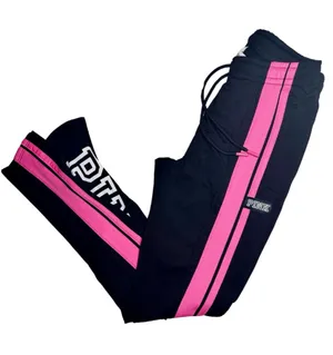 Victoria's Secret pink striped black legging track pants  🩷 thumbnail 2