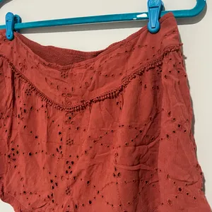 American Eagle red terracotta stretchy pull on shorts thumbnail 7