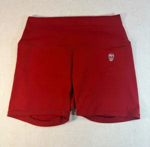 Gymreapers Women’s High Waisted Biker Athletic Gym Shorts Rust Brick Red Medium thumbnail 1