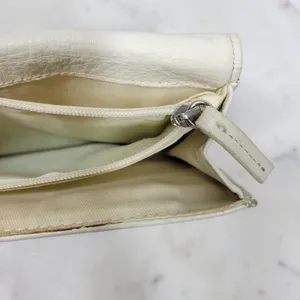 VTG Cow Leather Bi-fold Checkbook Wallet White Ivory Card Slots Simple Classic thumbnail 15