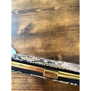 Time And Tru Tan Snakeskin Print Clutch‎ thumbnail 5