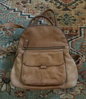 Fossil Vintage Cognac Brown Leather Mini Backpack Crossbody Bag thumbnail 1