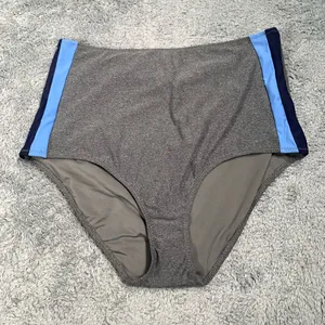 Aerie Gray and Blue Women's hi-rise Swim Bottom large thumbnail 1