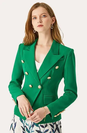 Green Double Breasted Women Blazer size M thumbnail 1