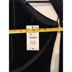 Zara Black One Shoulder Ruched Satin Mini Dress with Tie Detail NWT Size‎ S thumbnail 7