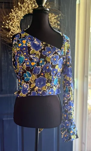 Zara Floral One-Shoulder Blouse - size M thumbnail 1