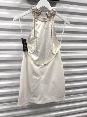 Retrofete Penelope Open Back Mini Dress White Womens Size Large thumbnail 7