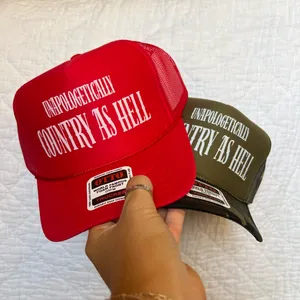 Unapologetically country as hell trucker hat Red thumbnail 3