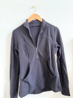Lululemon Quarter Zip Women's Black Pullover Sweater Size 10 thumbnail 2
