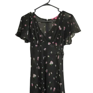Betsey Johnson‎ Vintage Urban Outfitters Black Rosebud Sheer Floral Maxi Dress thumbnail 2