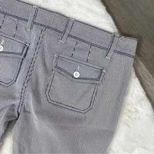 Grane Y2K Seersucker Stripe Low Rise Wide Leg Trouser Pants Blue White Juniors‎ thumbnail 7