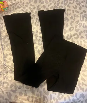 Ladies ribbed flair leggings thumbnail 1