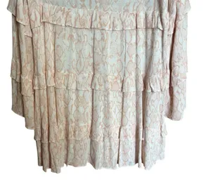 KARLIE Tiered Flutter Tunic Dress Womens Medium Multicolor Print Fairy Gauze thumbnail 4
