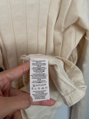 Free People XS In The Mix Henley Cream Beige Relaxed Boxy Fit Neutral Rib Boho thumbnail 5