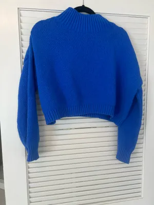 SheIn Royal Blue Cropped High Neck Sweater thumbnail 3