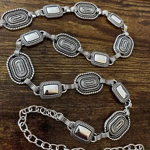 Silver Y2K Western Concho Link Chain Belt, Fits 26 to 38.5 Inches, X7GA1326 thumbnail 7