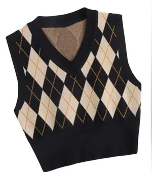 Cropped checkered sweater Tan Size 4 thumbnail 1