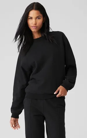 Alo Yoga Heavy Weight Free Time Crew Neck Pullover - Black Size XS NWT thumbnail 1