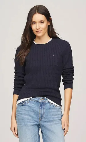 NWT Tommy Hilfiger Long-Sleeve Cable Knit Sweater Navy XL thumbnail 1