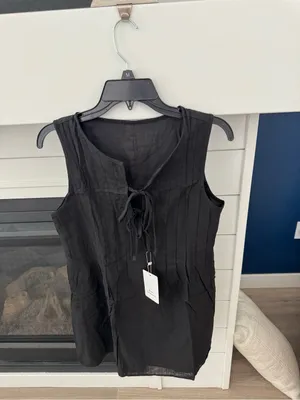 ROSA CLOTHING Minimalist Lace-Up Splice Vest Dress Black Small New thumbnail 3