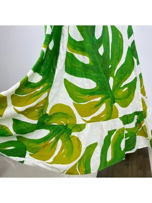 NWOT Farm Rio Linen Blend Green Leaf Print Sleeveless Maxi Dress Size XS thumbnail 6