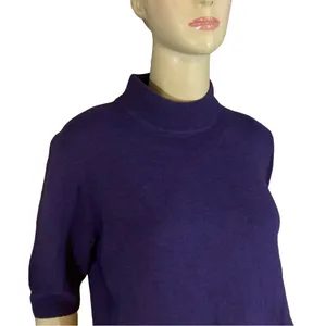 Grace Purple Cashmere Knit Mock Neck Short Sleeve Pull Over Sweater (Xl) thumbnail 6
