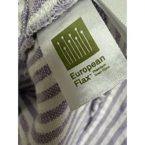 Garnet Hill Suns Out linen relaxed popover shirt dress striped purple Medium thumbnail 7