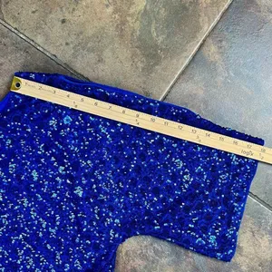 Grace Karin Royal Blue Dress Sequin Top Batwing Sleeves Solid Skirt Large thumbnail 6