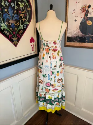 Tropical Inn Paradiso Linen Blend Coastal Beach Resort Maxi Dress Sz M thumbnail 3