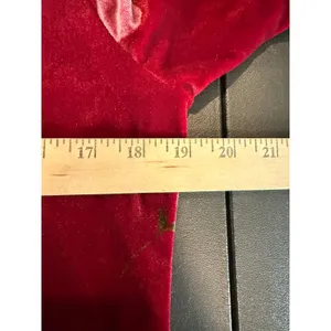 Los Angeles Gal Womens M Maxi Dress‎ Burgundy Velvet Floral 3/4 Sleeve Vintage thumbnail 4