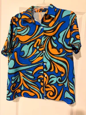 SHEIN Bold Blue & Orange Swirl Womens Lounge Set thumbnail 2