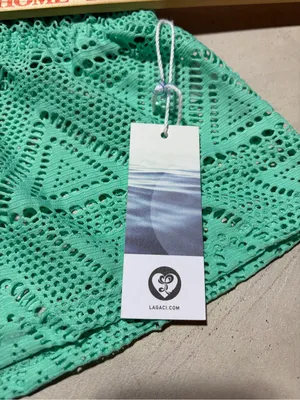 Lagaci NWT Women's Green Crochet Beach Shorts LARGE thumbnail 5