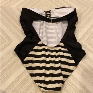 Ella Moss Ivory/Black Strpless Stripe Bathing Suit thumbnail 6