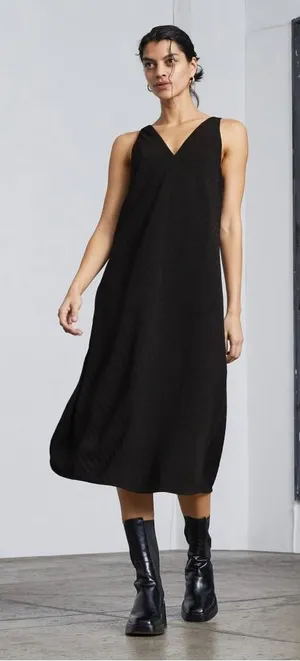 Everlane The City Stripe Black Midi Sleeveless Dress 0 Formal Elegant Classic thumbnail 1