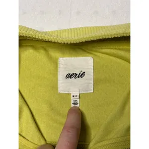 Aerie Cropped Corduroy Zip Jacket Green Utility Pockets Women’s Medium thumbnail 2