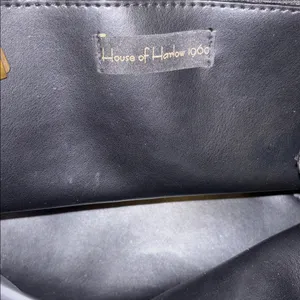 House Of Harlow 1960 Black Suede Bag W/ Shoulder Strap Gold/Brass Toned Handle thumbnail 9