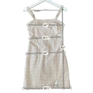 Abercrombie & Fitch checkered gingham tan mini dress size xs thumbnail 9