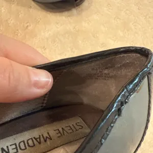 Steve Madden 7M Black Gray Leather Peep Toe Platform Heels thumbnail 8