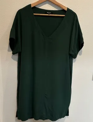 Madewell Forest Green V-Neck Short Sleeve dress thumbnail 1