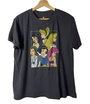 Disney Dark Gray‎ Colorful Princess Crewneck Short Sleeve T-Shirt XL thumbnail 1