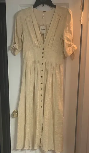 NWT Free People Love of My Life Midi Dress Lemon Sz XS thumbnail 1