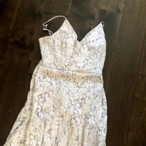 new lulus Finely Lavender Lace Tiered Maxi Dress size small thumbnail 5