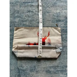 Watercolor Buck Deer Shadow Cotton Canvas Small Makeup Bag Travel Toiletry Pouch thumbnail 5