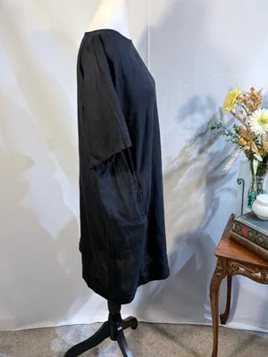 💥Eileen Fisher Black 100% Organic Linen Relaxed Shift Dress Pockets Sz XL🧡 thumbnail 4