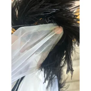 Y2K White Sheer & Black Feather Trim Tie Cardigan Cher Clueless Whimsygoth thumbnail 4